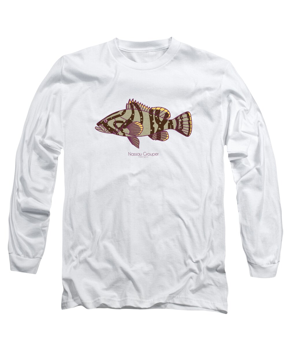 Nassau Grouper Long Sleeve T-Shirt featuring the digital art Nassau Grouper by Kevin Putman