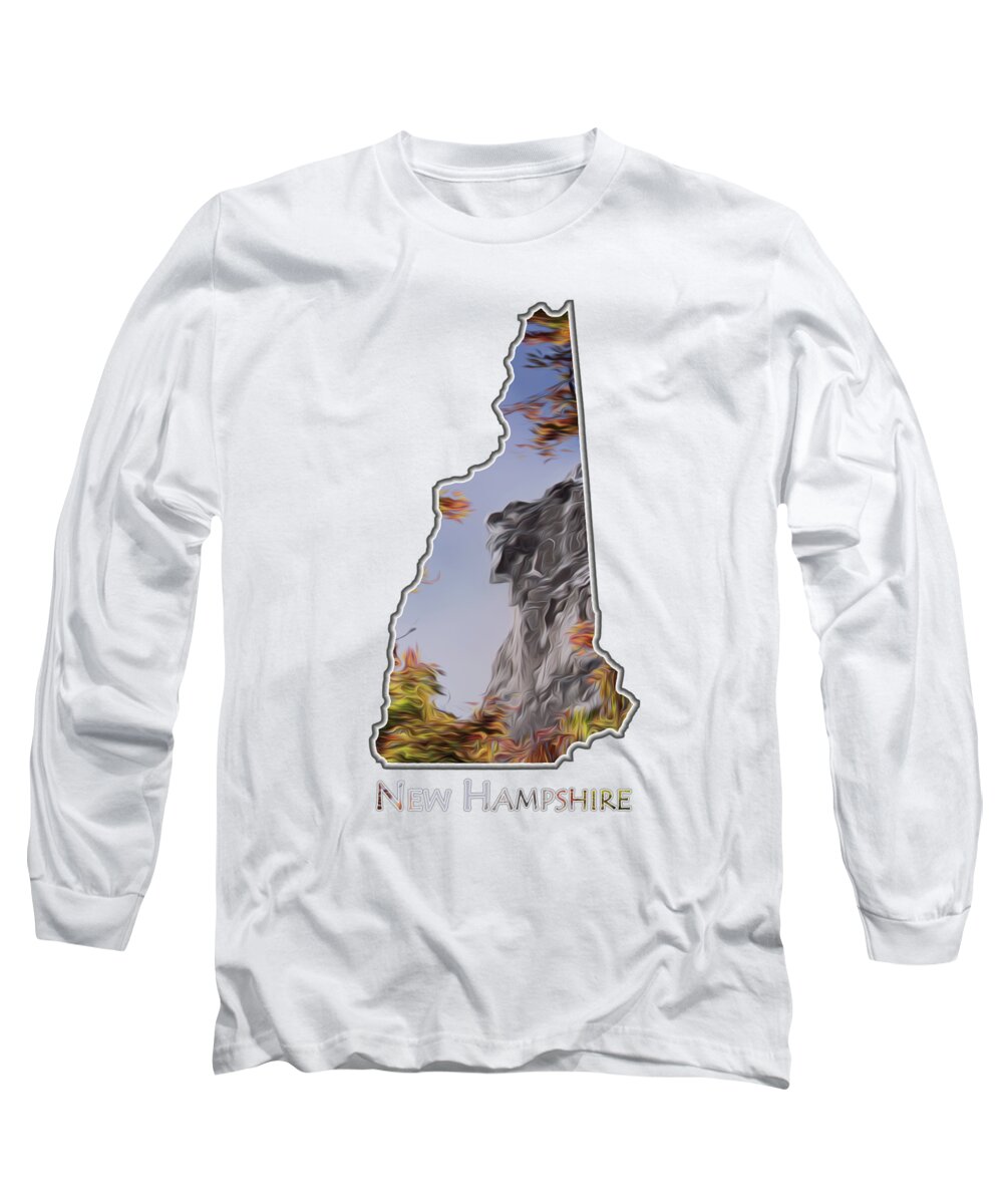 Old Long Sleeve T-Shirt featuring the photograph New Hampshire Old Man Logo Transparency by White Mountain Images
