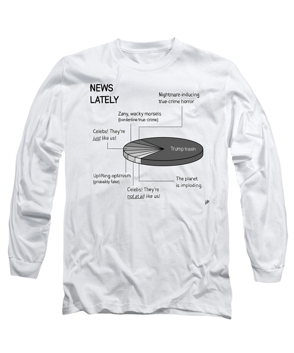 Captionless Long Sleeve T-Shirt featuring the drawing News Lately by Lila Ash