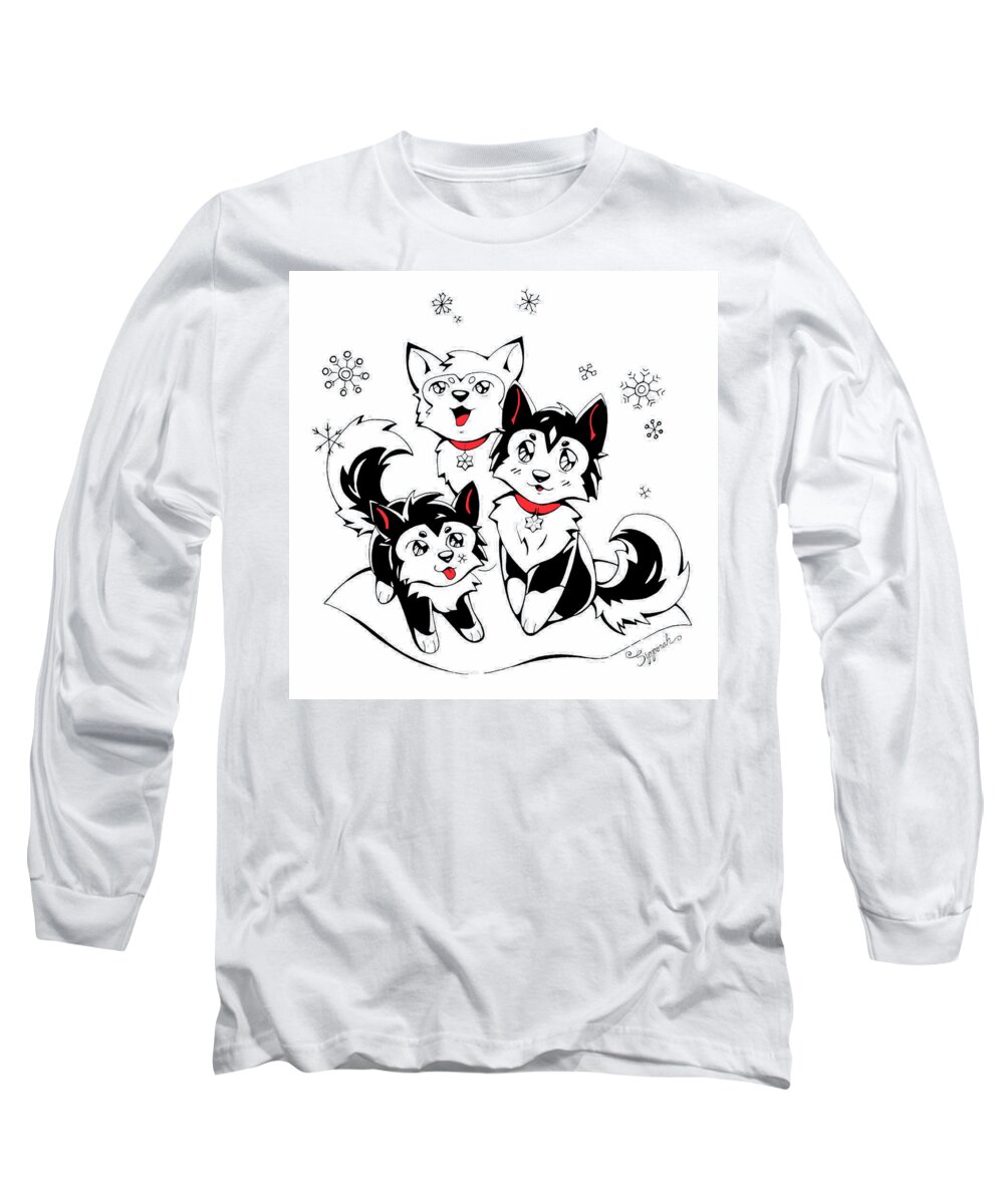 Art Long Sleeve T-Shirt featuring the drawing Our First Snow Part II by Sipporah Art and Illustration