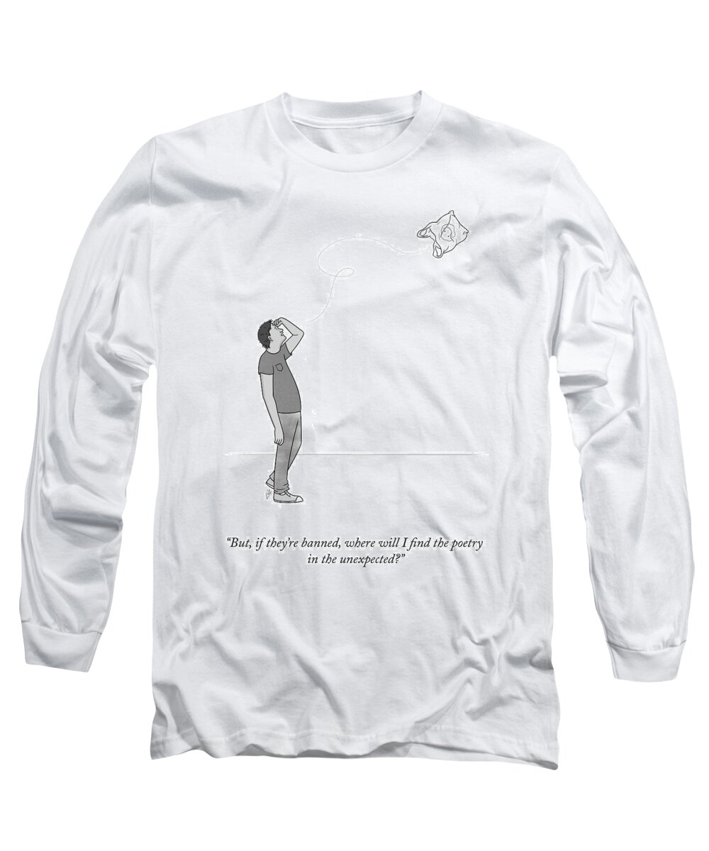 But Long Sleeve T-Shirt featuring the drawing Poetry in the Unexpected by Lila Ash