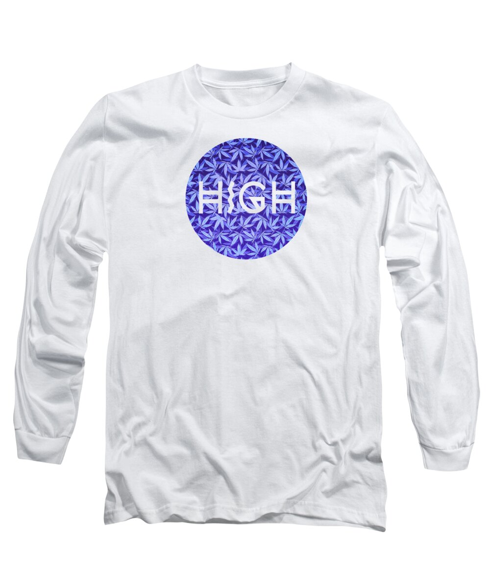 Typo Long Sleeve T-Shirt featuring the digital art Purple Haze Cannabis Hemp 420 Marijuana Pattern by Philipp Rietz