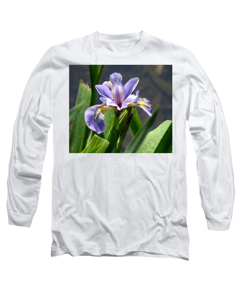 Purple Long Sleeve T-Shirt featuring the photograph Purple Iris by Kathy Ozzard Chism
