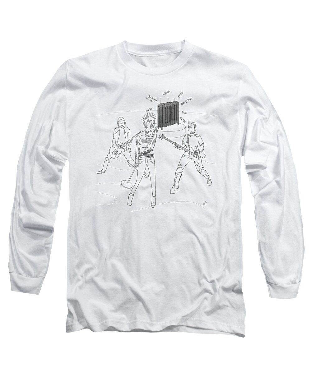 Captionless Long Sleeve T-Shirt featuring the drawing Radiator Band by Lila Ash