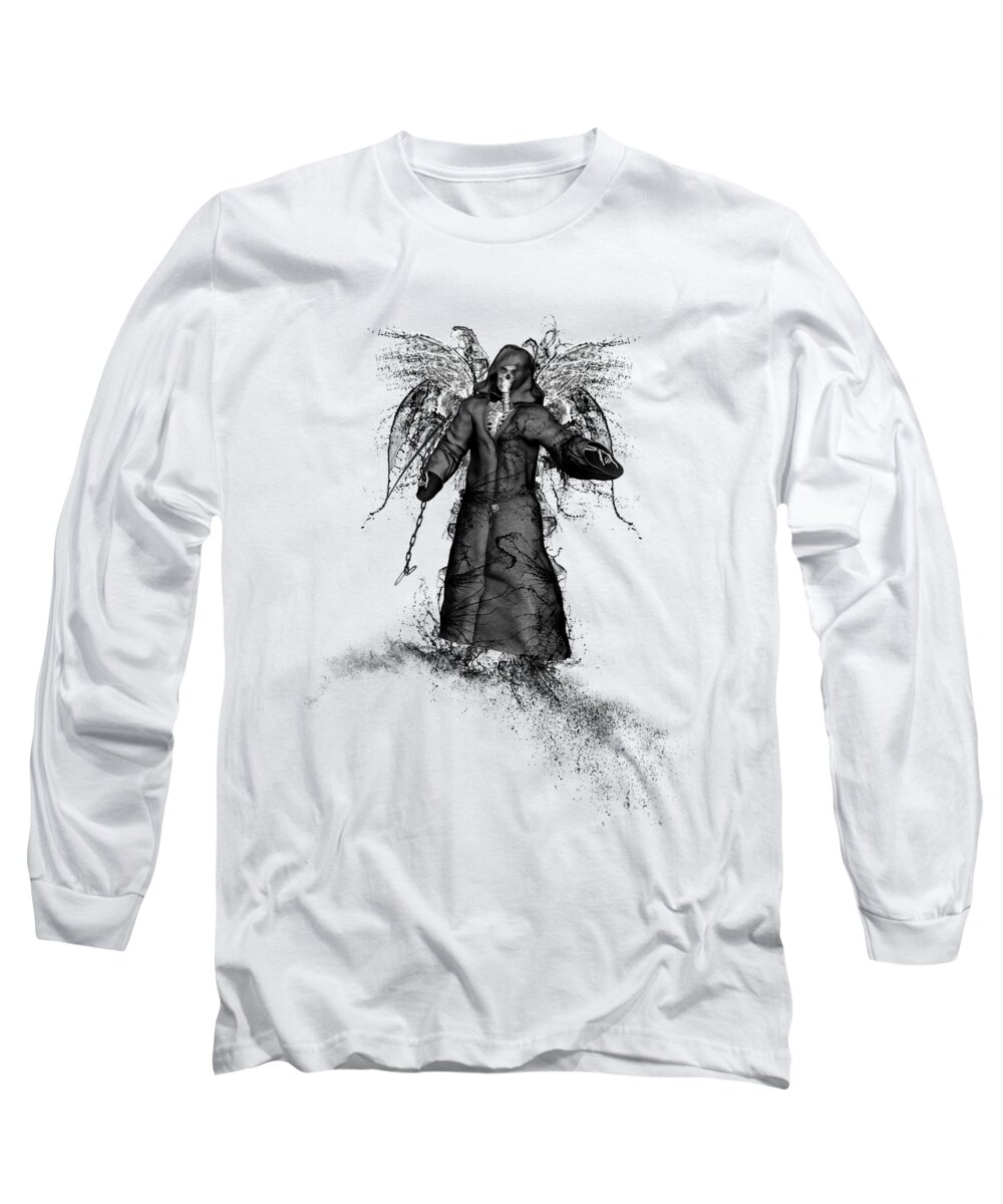 Reaper Long Sleeve T-Shirt featuring the mixed media Reaper by Bob Orsillo