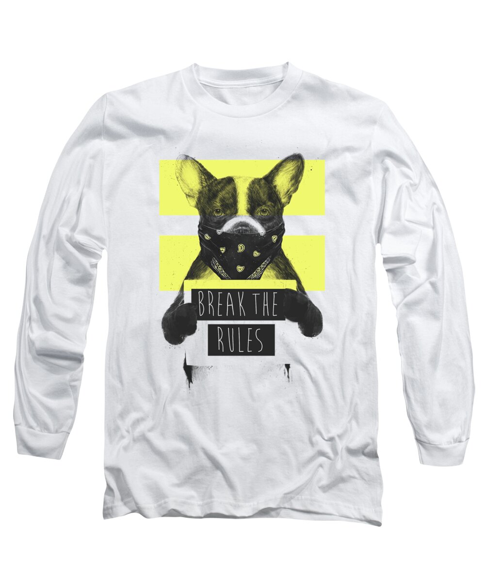 Dog Long Sleeve T-Shirt featuring the mixed media Rebel dog II by Balazs Solti