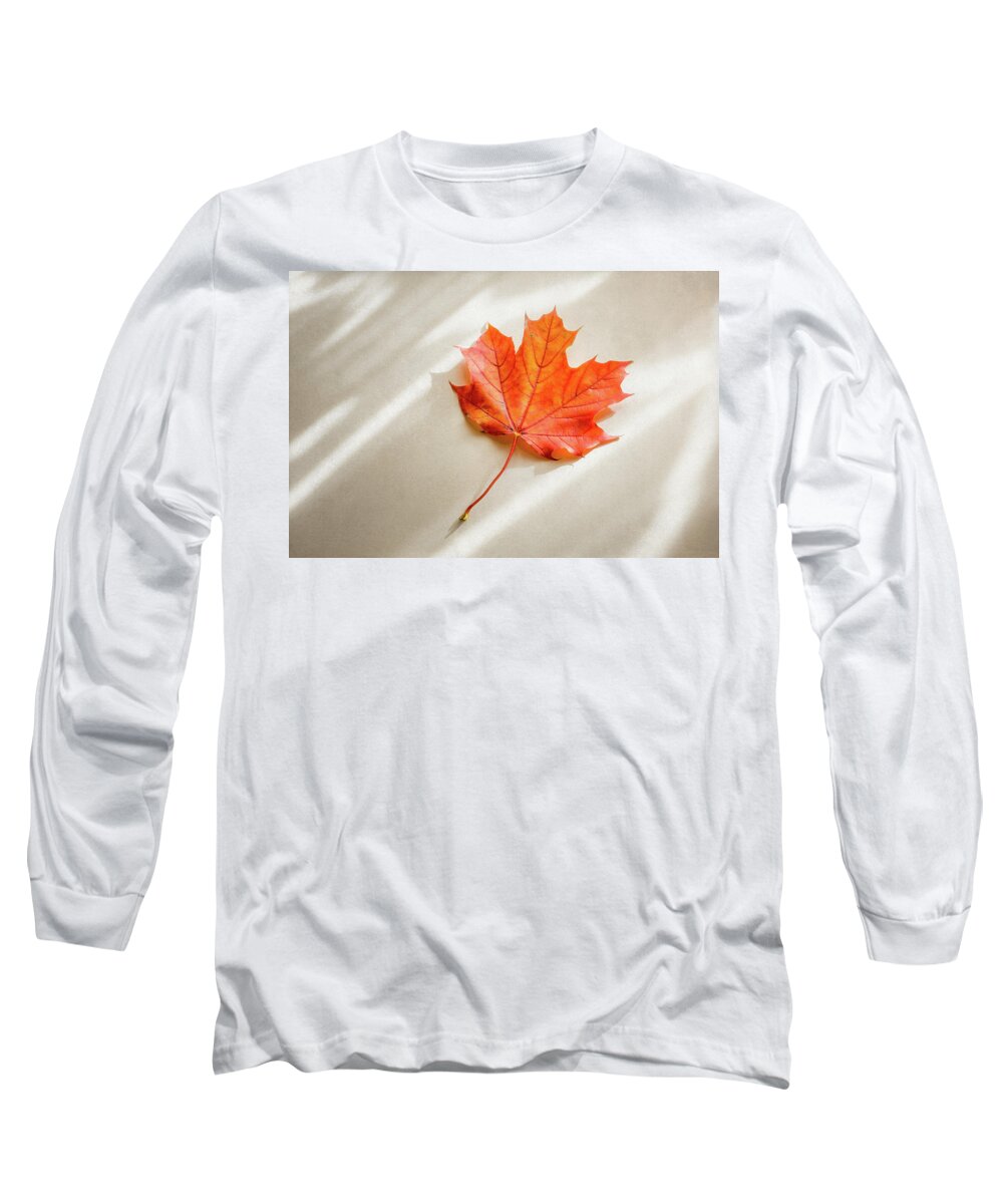 Maple Leaf Long Sleeve T-Shirt featuring the photograph Red and Orange Maple Leaf by Scott Norris