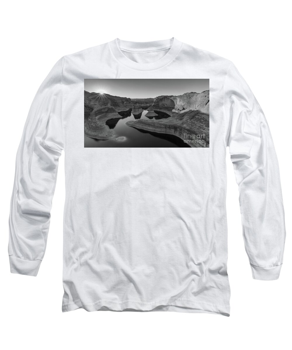 American Long Sleeve T-Shirt featuring the photograph Reflection Canyon in BW, Lake Powell, Utah by Henk Meijer Photography