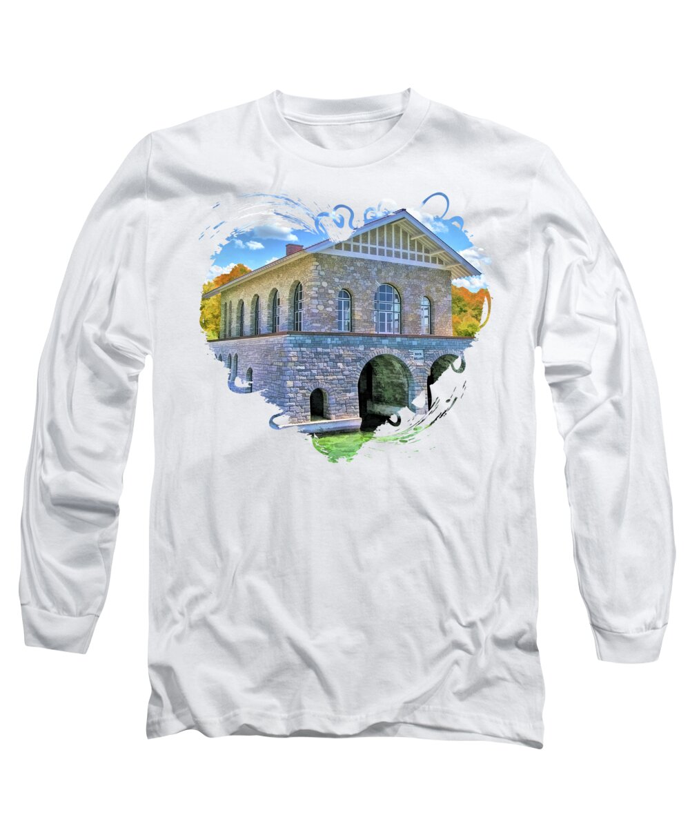 Door County Long Sleeve T-Shirt featuring the painting Rock Island Boathouse by Christopher Arndt