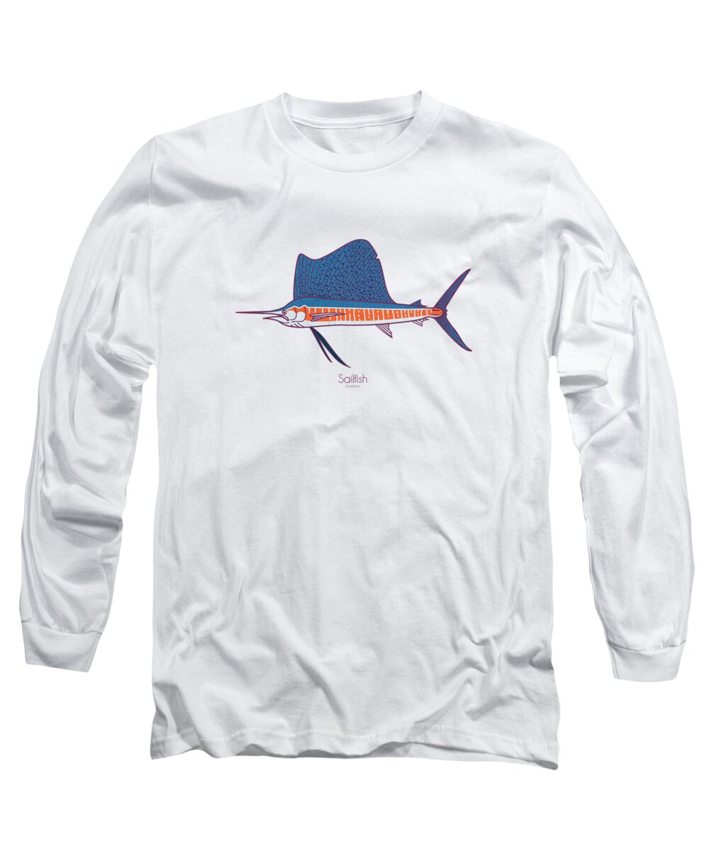 Salfish Long Sleeve T-Shirt featuring the digital art Sailfish by Kevin Putman
