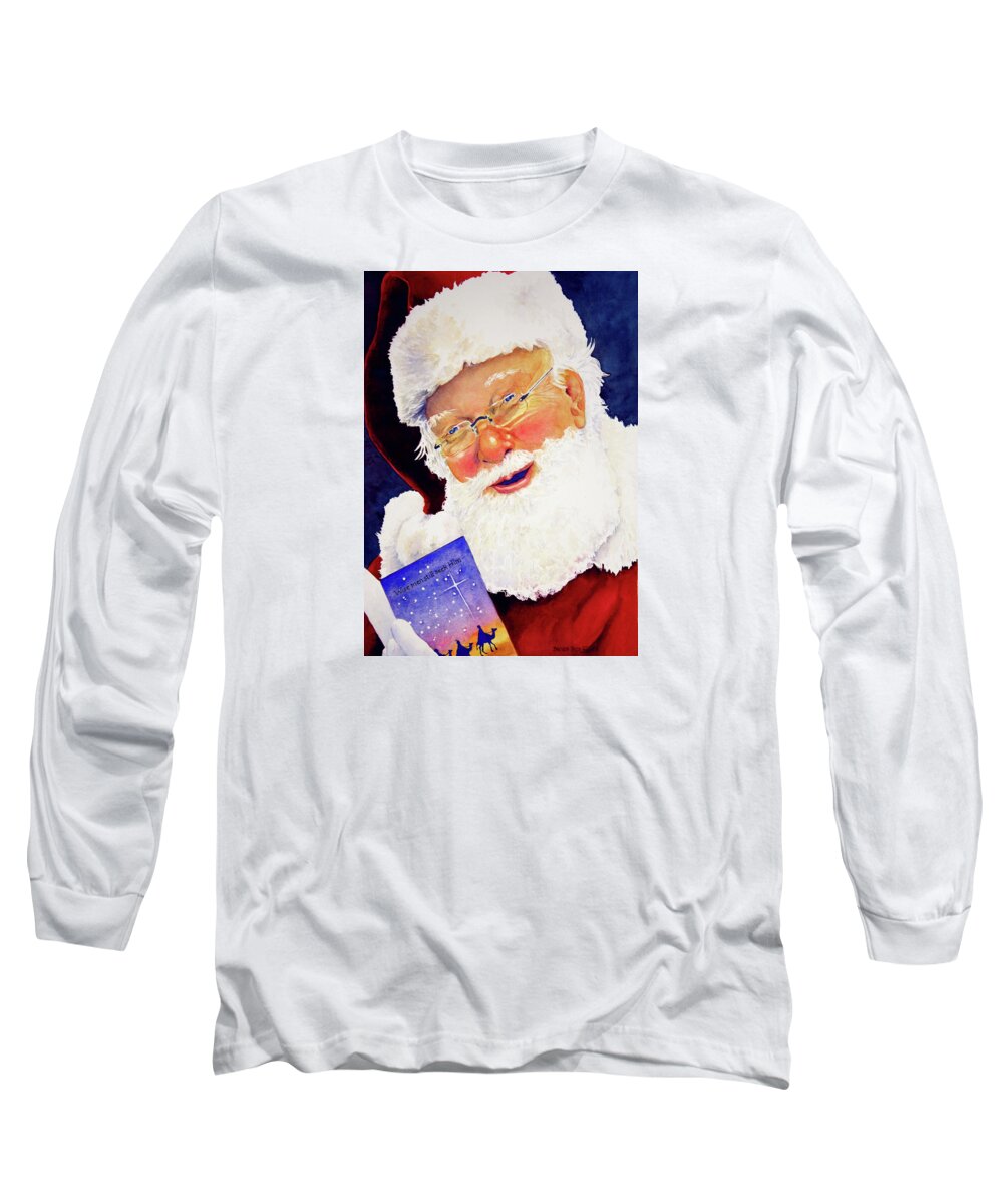 Santa Long Sleeve T-Shirt featuring the painting Santa Knows by Brenda Beck Fisher