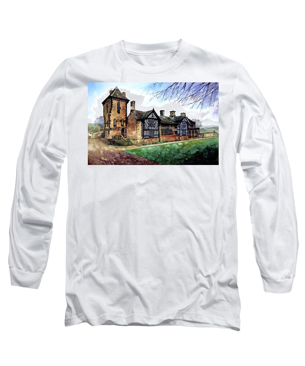 Shibden Hall Long Sleeve T-Shirt featuring the painting Shibden Hall, Halifax by Paul Dene Marlor