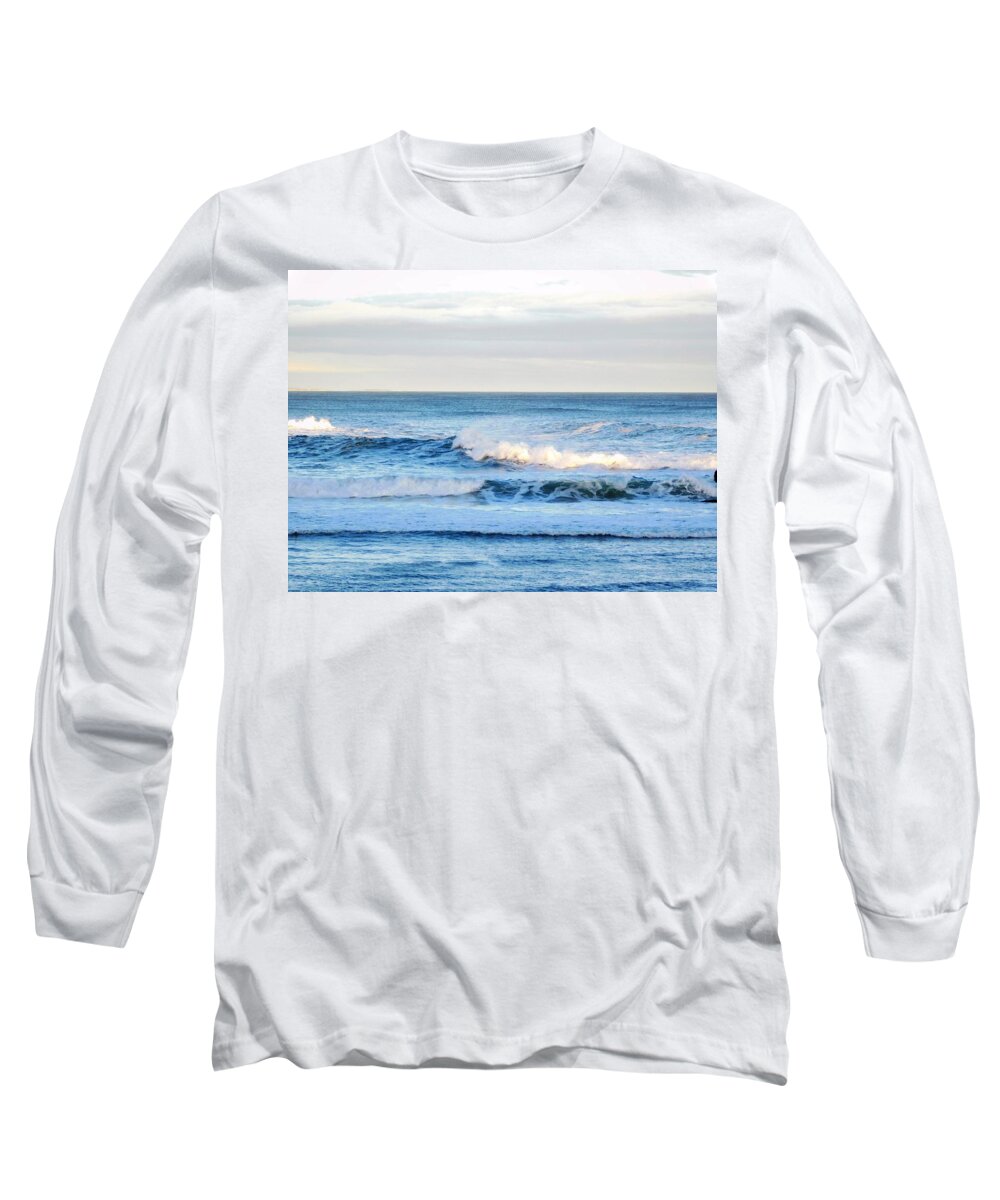 Waves Long Sleeve T-Shirt featuring the photograph - Short Sands, York ME by THERESA Nye
