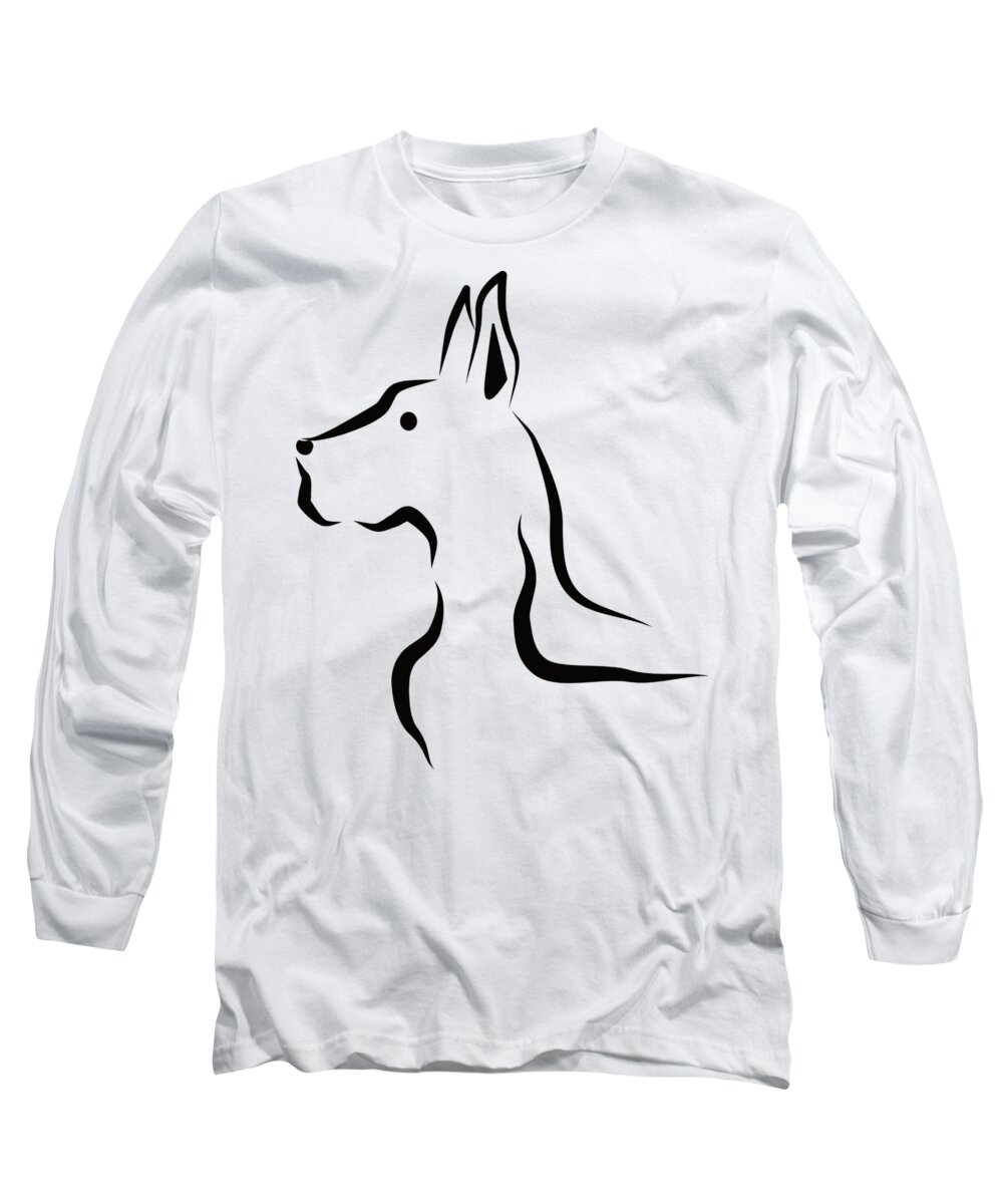Dog Long Sleeve T-Shirt featuring the digital art Silhouette dog by Patricia Piotrak