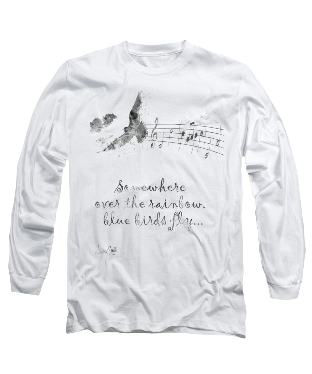 Rainbow Long Sleeve T-Shirt featuring the digital art Somewhere Over the Rainbow in Black and White by Nikki Marie Smith