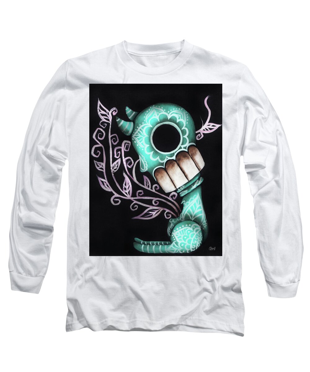 Day Of The Dead Long Sleeve T-Shirt featuring the painting Sprout by Abril Andrade