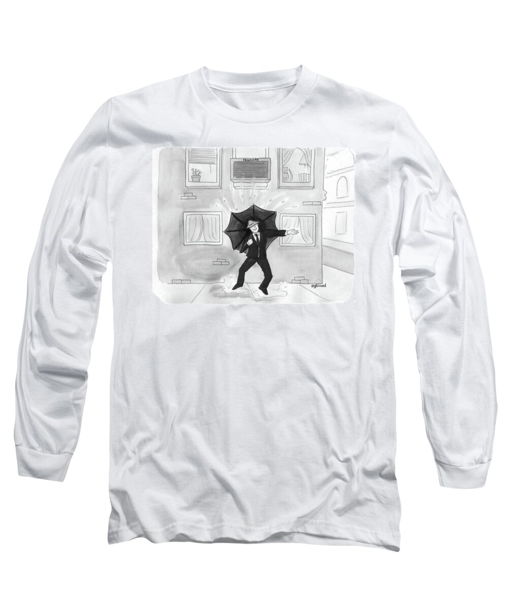 Captionless Long Sleeve T-Shirt featuring the drawing Summer Rain by Amy Kurzweil