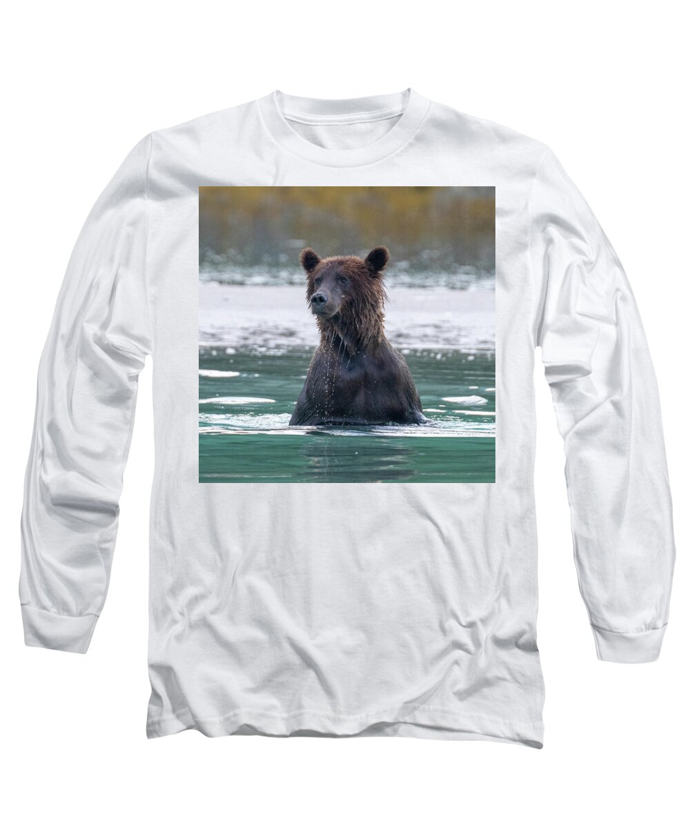 Bear Long Sleeve T-Shirt featuring the photograph Surfacing Bear by Mark Hunter