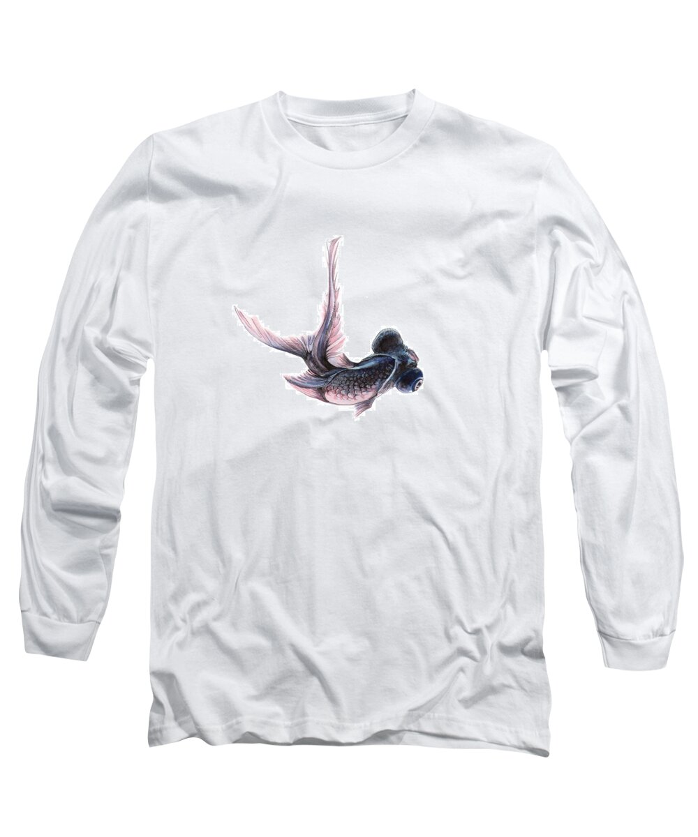 Russian Artists New Wave Long Sleeve T-Shirt featuring the painting Telescope Fish by Ina Petrashkevich