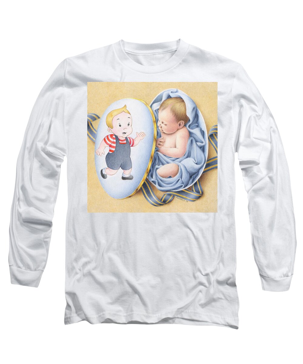 Drawing Long Sleeve T-Shirt featuring the drawing The Gift by Mike Farrell