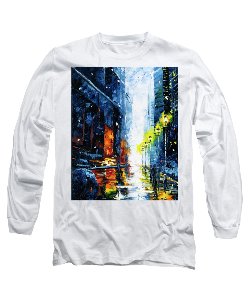 City Long Sleeve T-Shirt featuring the painting The Walking Man vol.3 by Nelson Ruger