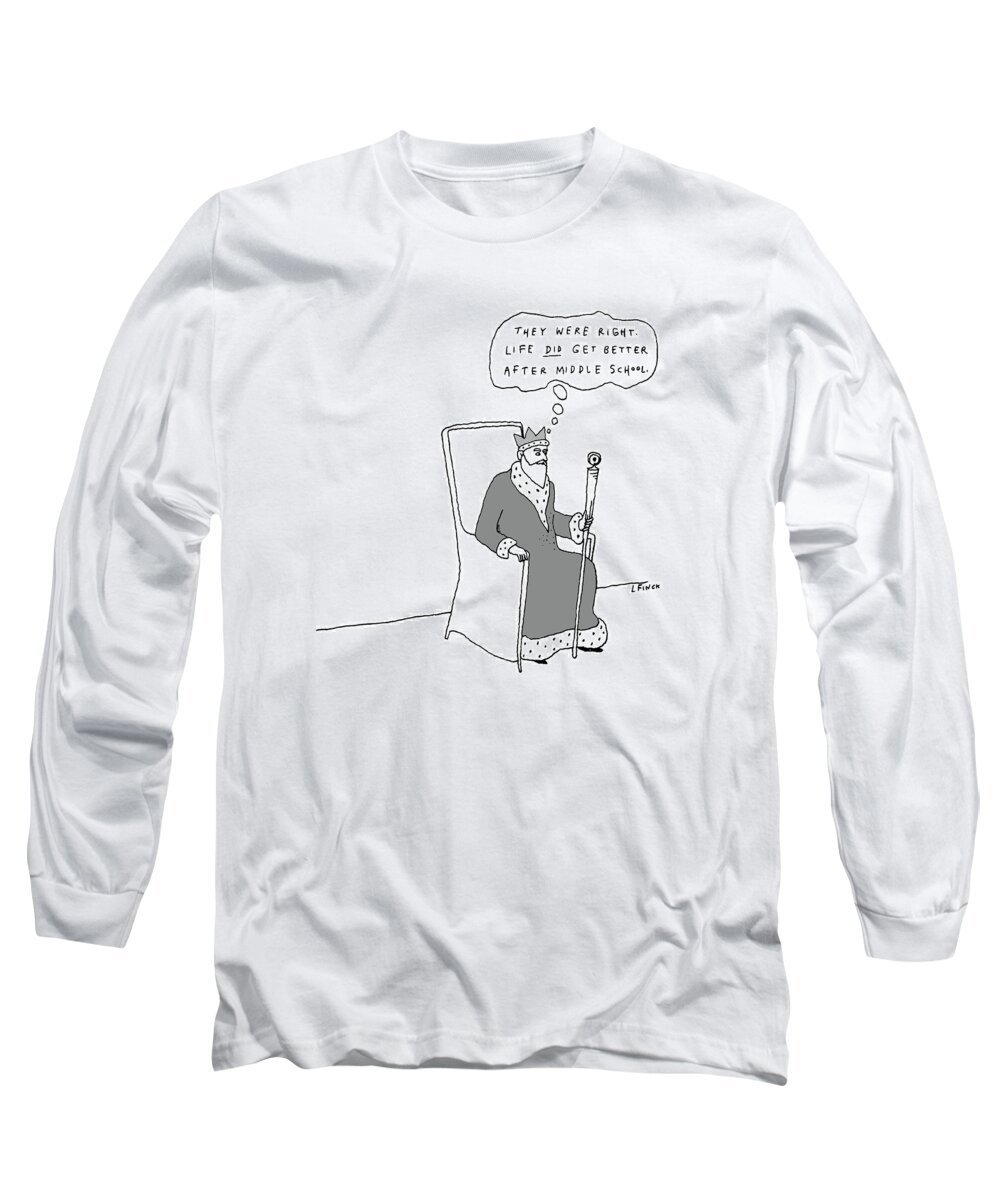 King Long Sleeve T-Shirt featuring the drawing They Were Right by Liana Finck