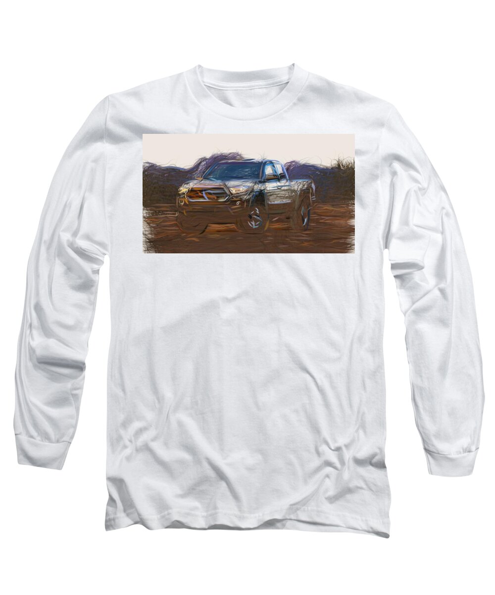 Toyota Long Sleeve T-Shirt featuring the digital art Toyota Tacoma TRD Off Road Draw by CarsToon Concept