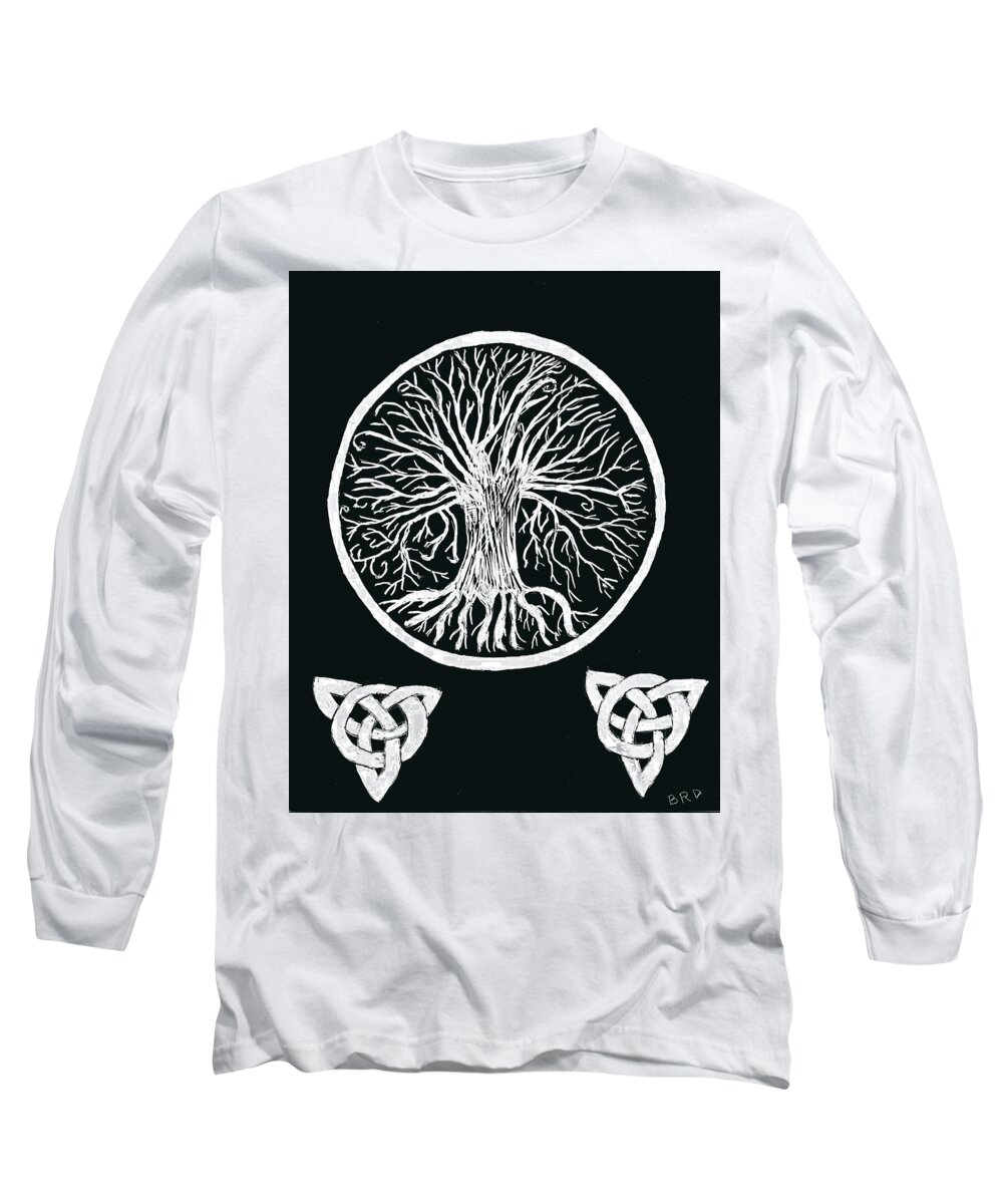 Gaelic Long Sleeve T-Shirt featuring the drawing Tree of Life by Branwen Drew