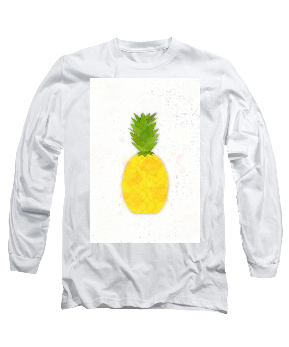 Pina Colada Long Sleeve T-Shirt featuring the photograph Tropical Pineapple Digital Watercolor by Colleen Cornelius