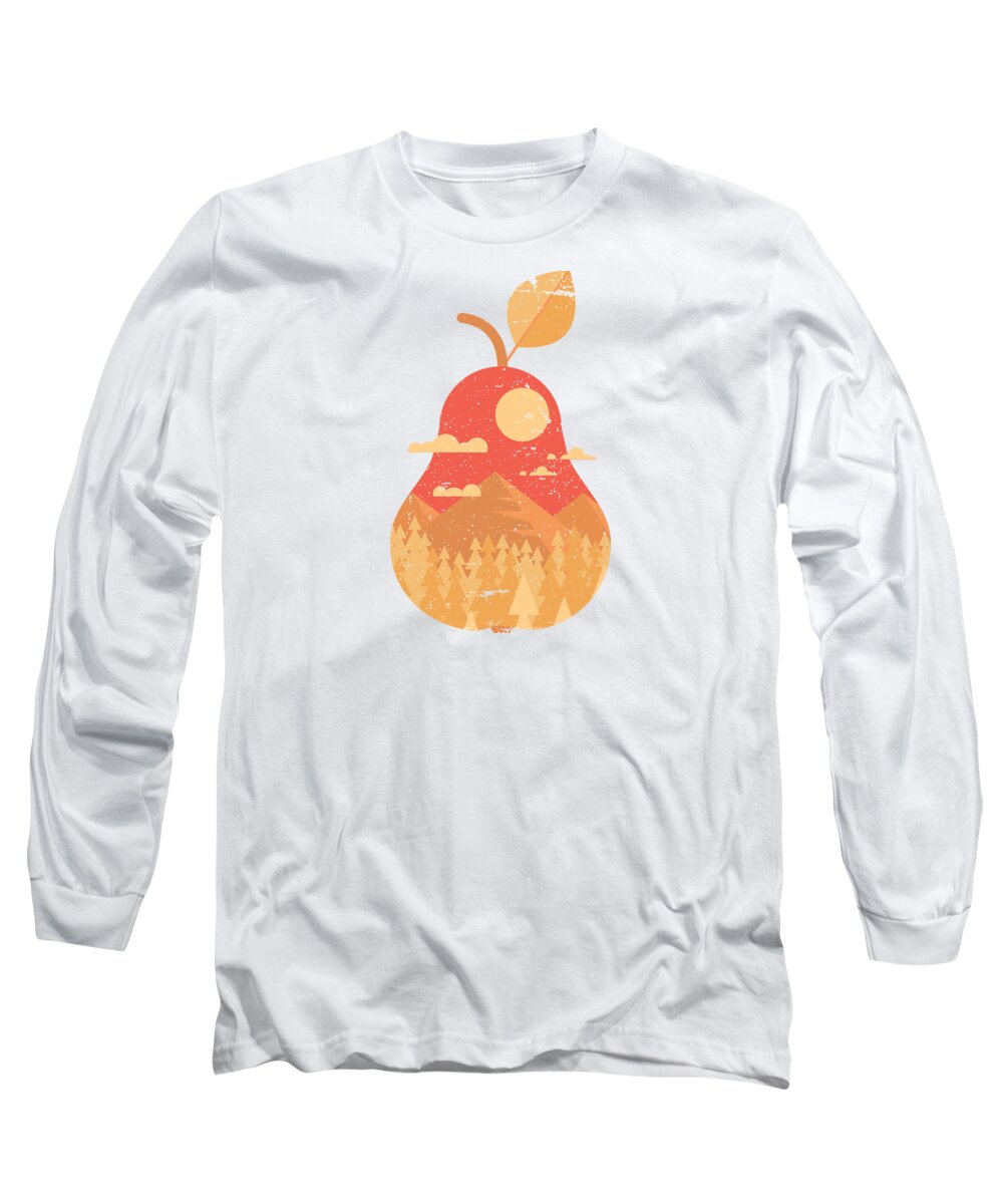 Pear Long Sleeve T-Shirt featuring the digital art Vintage Panorama Pear by Mister Tee