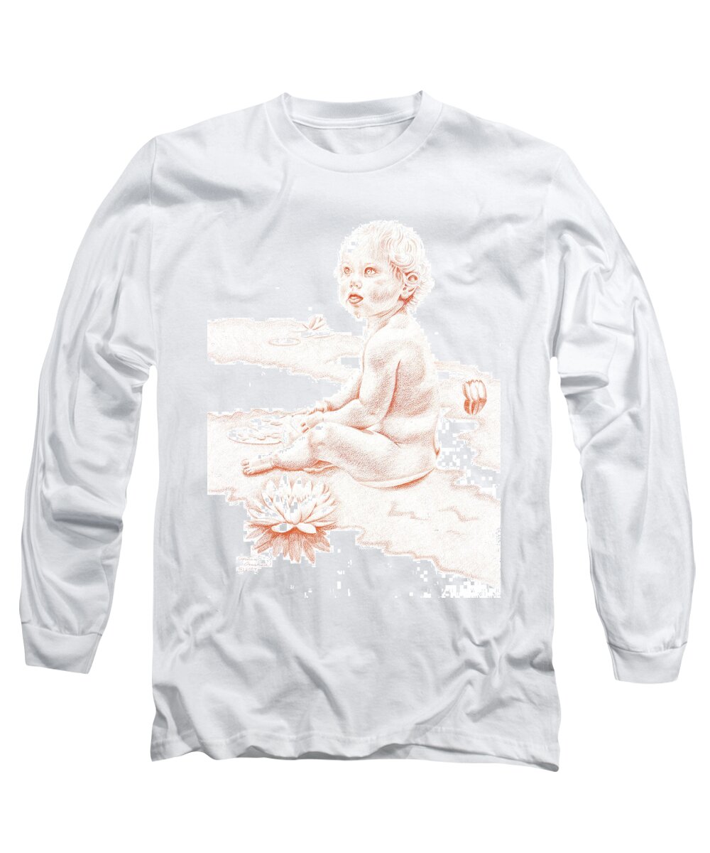 White Long Sleeve T-Shirt featuring the painting Water Nymph by Adrienne Dye