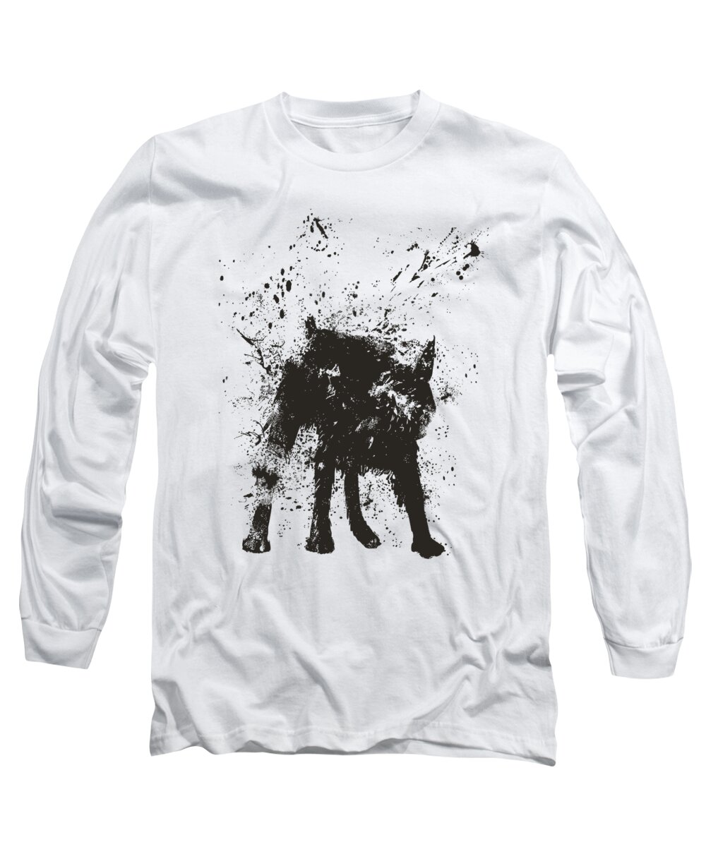 Dog Long Sleeve T-Shirt featuring the painting Wet dog by Balazs Solti