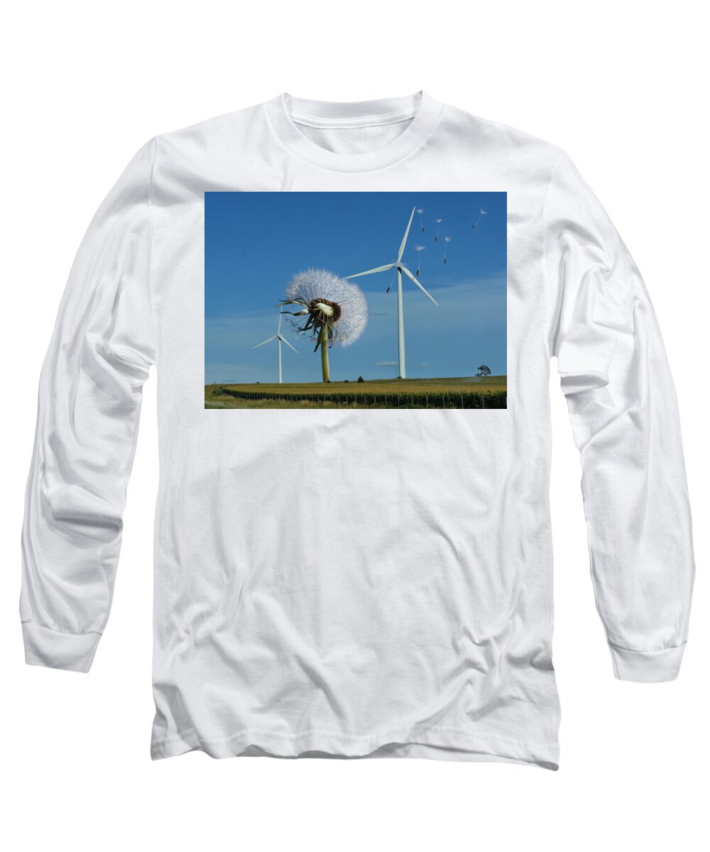 Wind Long Sleeve T-Shirt featuring the digital art Wind Power by Alex Mir