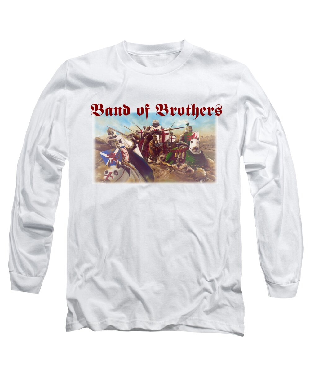 Band Of Brothers Long Sleeve T-Shirt featuring the painting Band of Brothers #1 by John Palliser