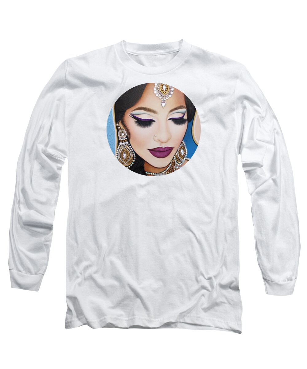 Art Long Sleeve T-Shirt featuring the painting Brilliant Indian Beauty #1 by Malinda Prud'homme