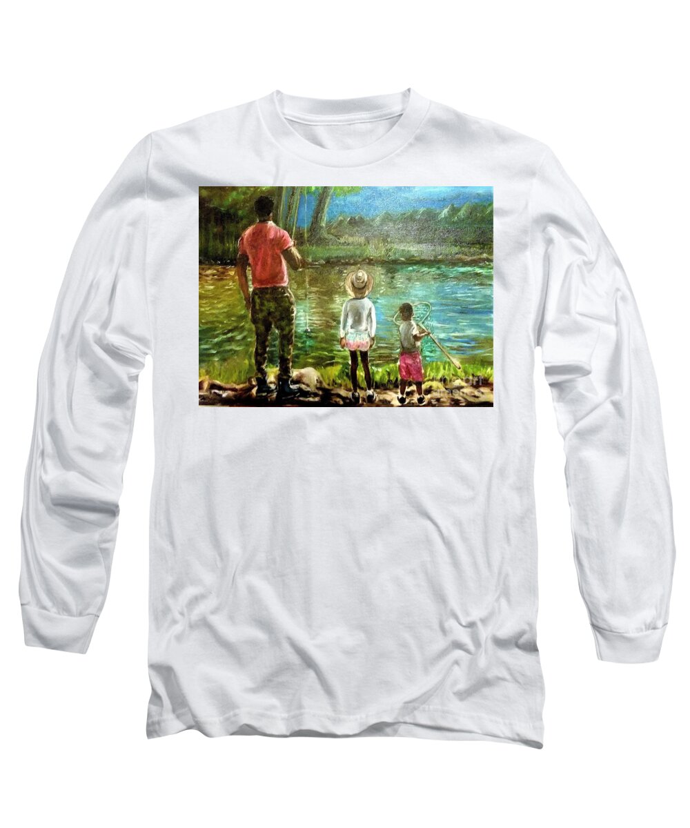 Fishing Long Sleeve T-Shirt featuring the painting Gone Fishing by Victor Thomason