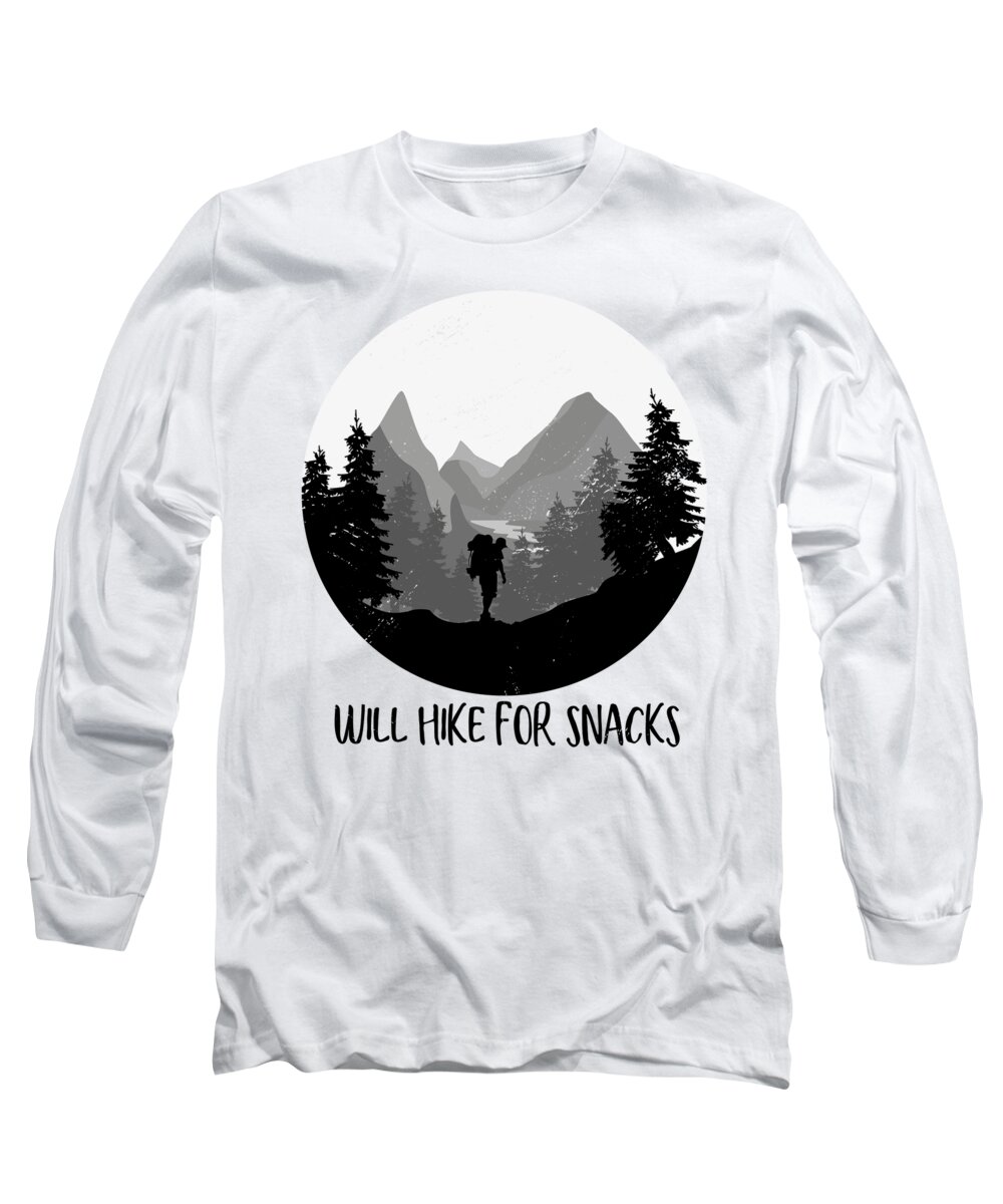 Hike Long Sleeve T-Shirt featuring the digital art Hiking Mountaineering Climbing Mountain Picnic #1 by Toms Tee Store