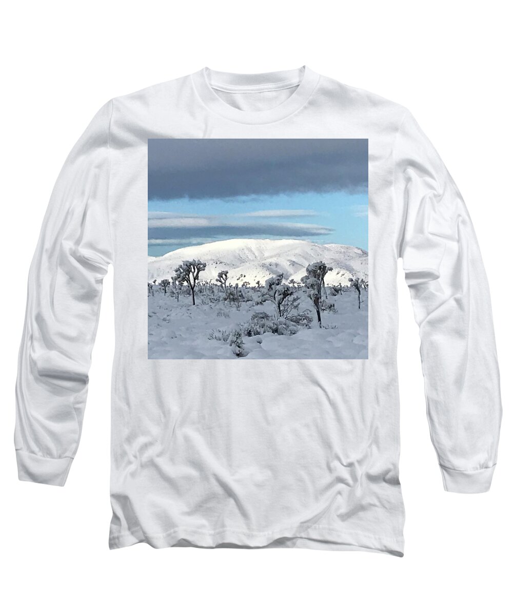 Joshua Tree Long Sleeve T-Shirt featuring the photograph Joshua Tree in Snow #1 by Perry Hoffman