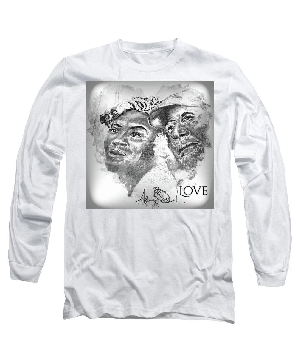  Long Sleeve T-Shirt featuring the drawing Love by Angie ONeal