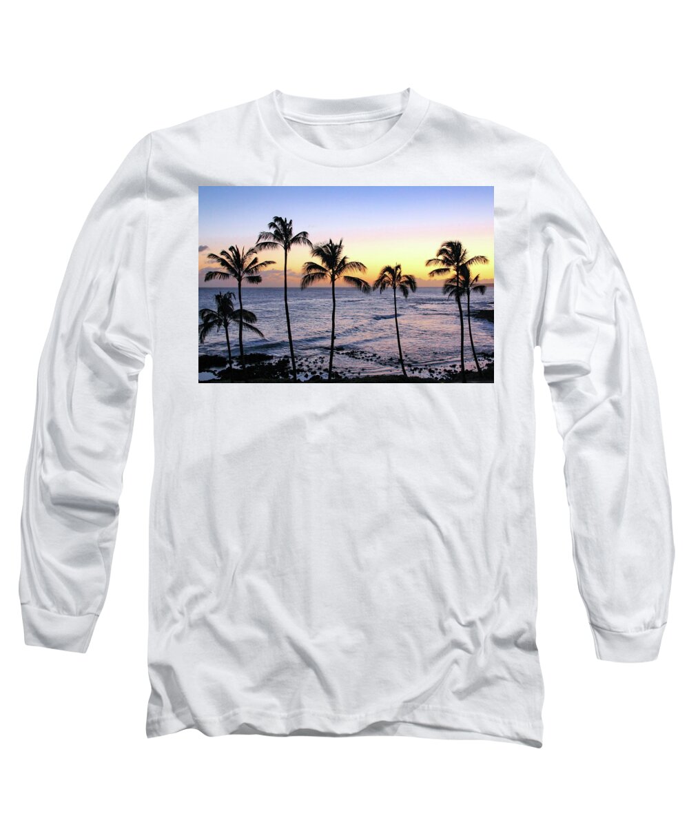 Hawaii Long Sleeve T-Shirt featuring the photograph Poipu Palms at Sunset #1 by Robert Carter