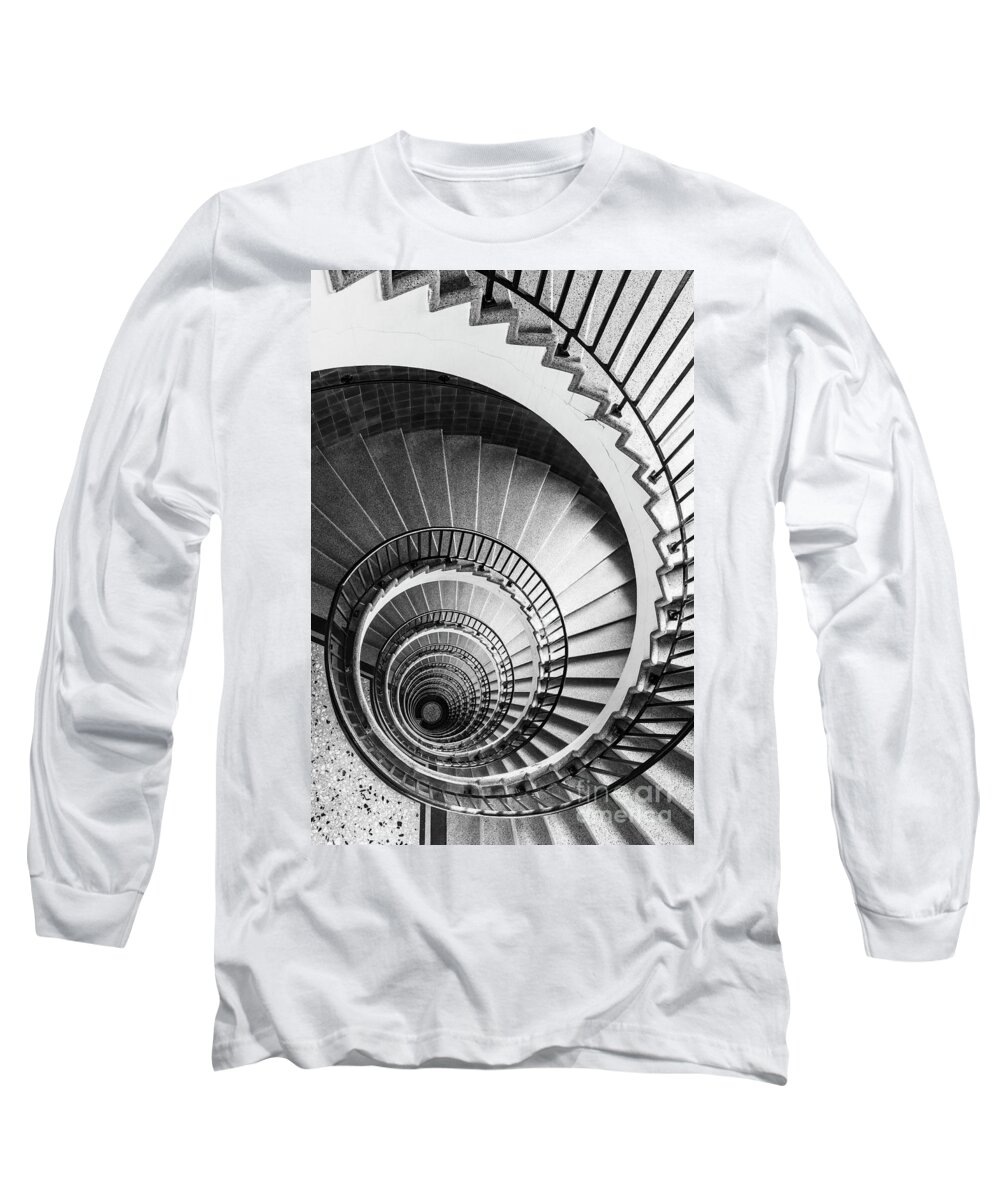 Spiral Staircase Long Sleeve T-Shirt featuring the photograph Spiral staircase in The Neboticnik, Ljubljana, Slovenia #1 by Neale And Judith Clark