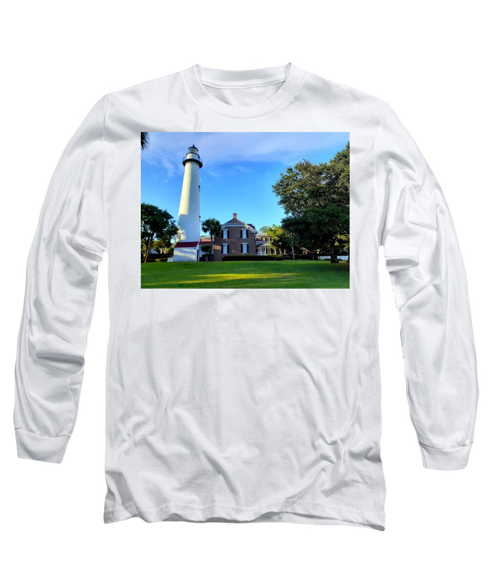 Lighthouses Long Sleeve T-Shirt featuring the photograph St.Simons Lighthouse #1 by Victor Thomason