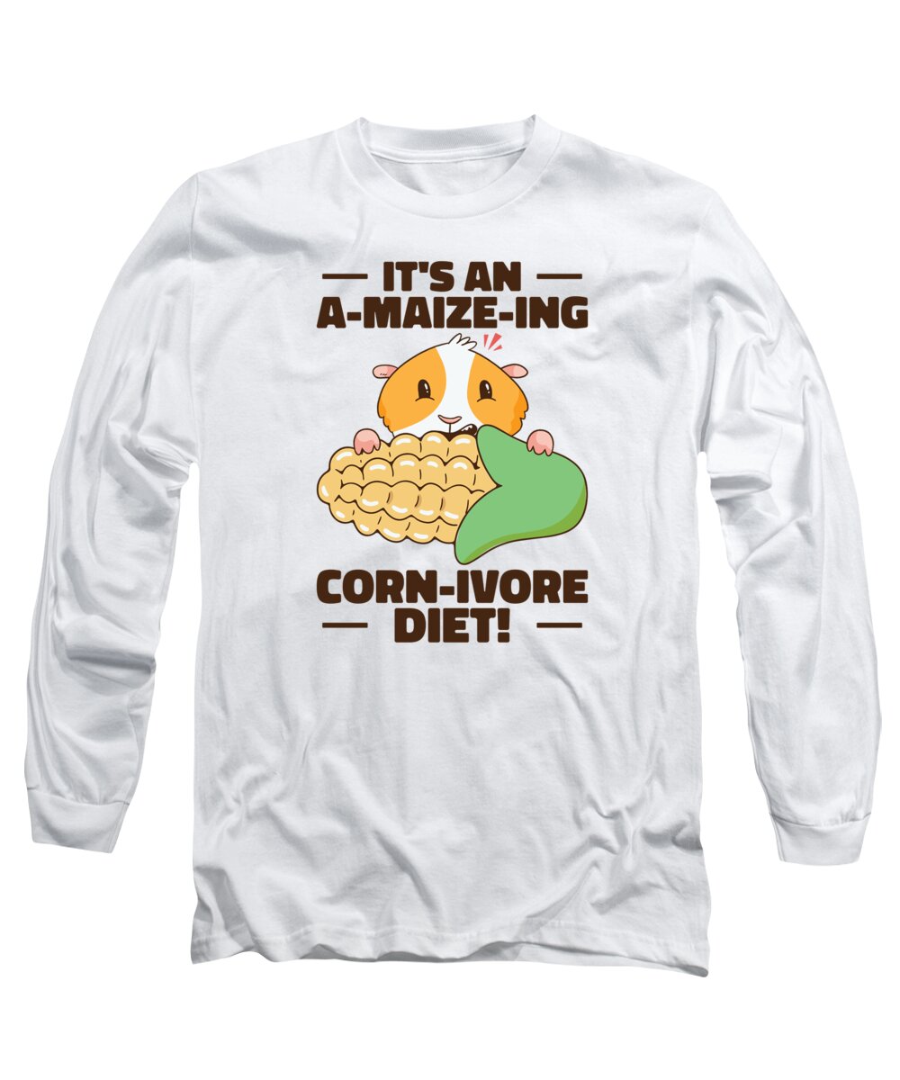 Cute Animal Long Sleeve T-Shirt featuring the digital art Cute Animal Hamster Corn Pet Food Hamster Lover Pet #2 by Toms Tee Store