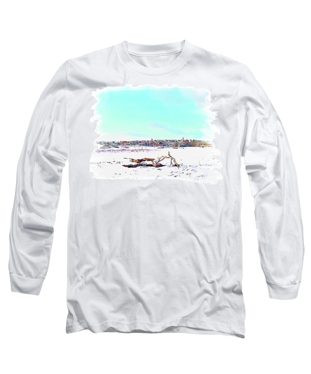 Lossiemouth Long Sleeve T-Shirt featuring the digital art Lossiemouth East Beach #3 by John Mckenzie