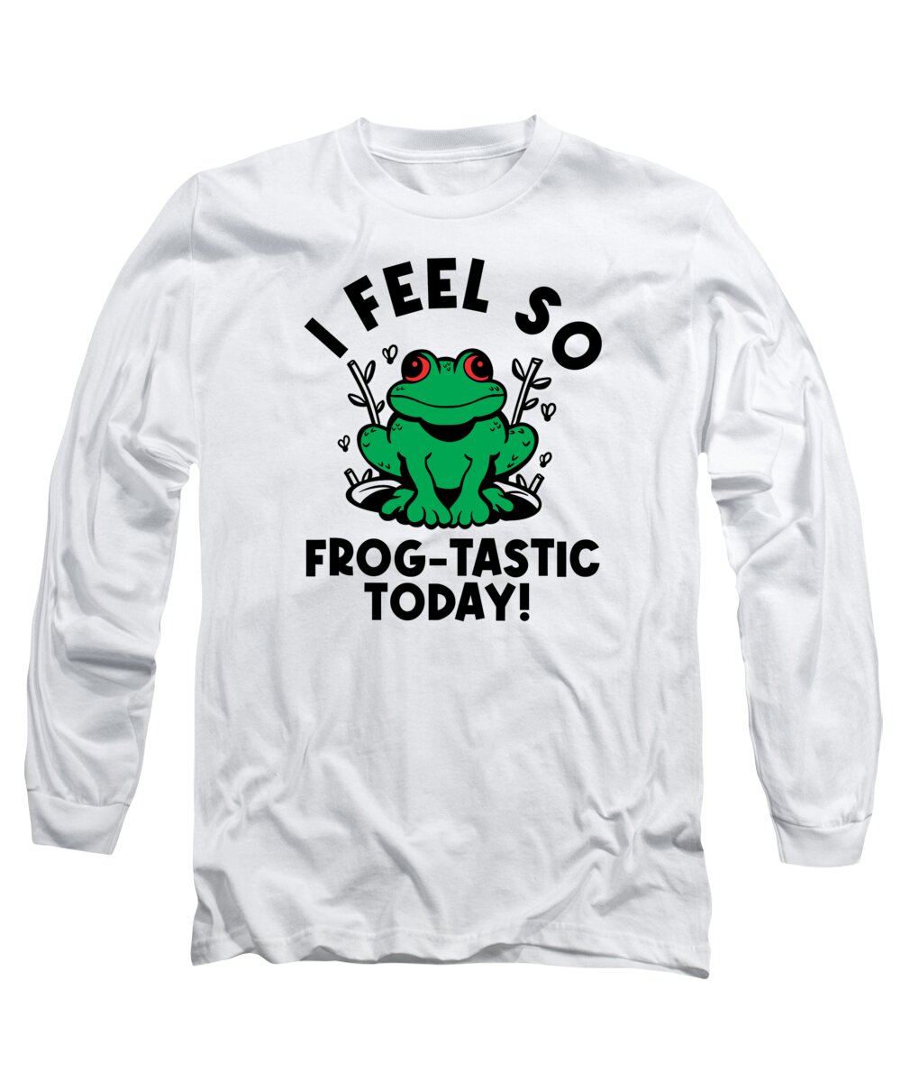 Frog Long Sleeve T-Shirt featuring the digital art Red Eyed Tree Frog Cute Rainforest Amphibian #25 by Toms Tee Store