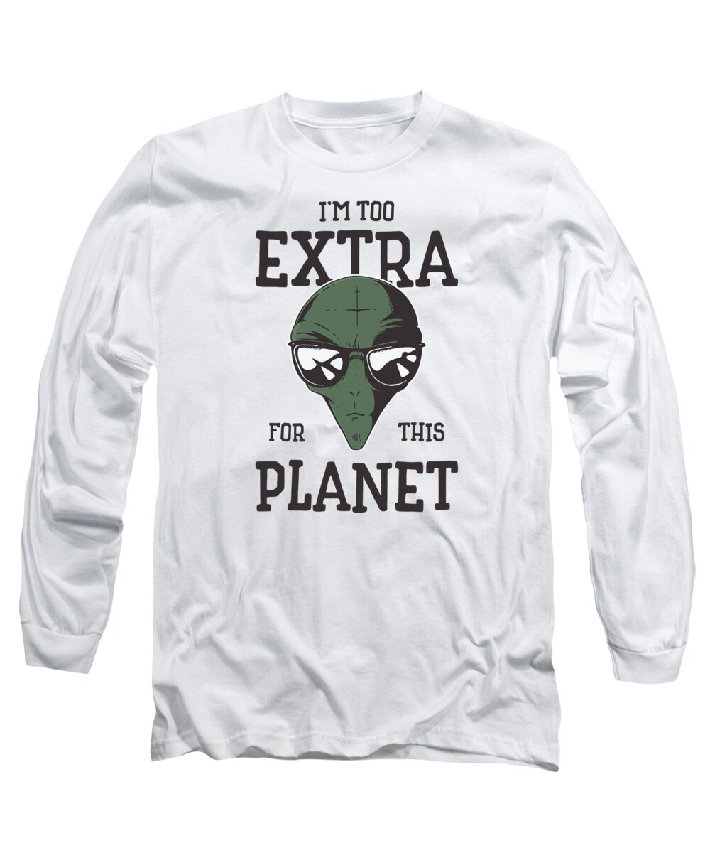 Space Long Sleeve T-Shirt featuring the digital art Alien Extrovert Extraterrestrial Beings Cool Alien #3 by Toms Tee Store
