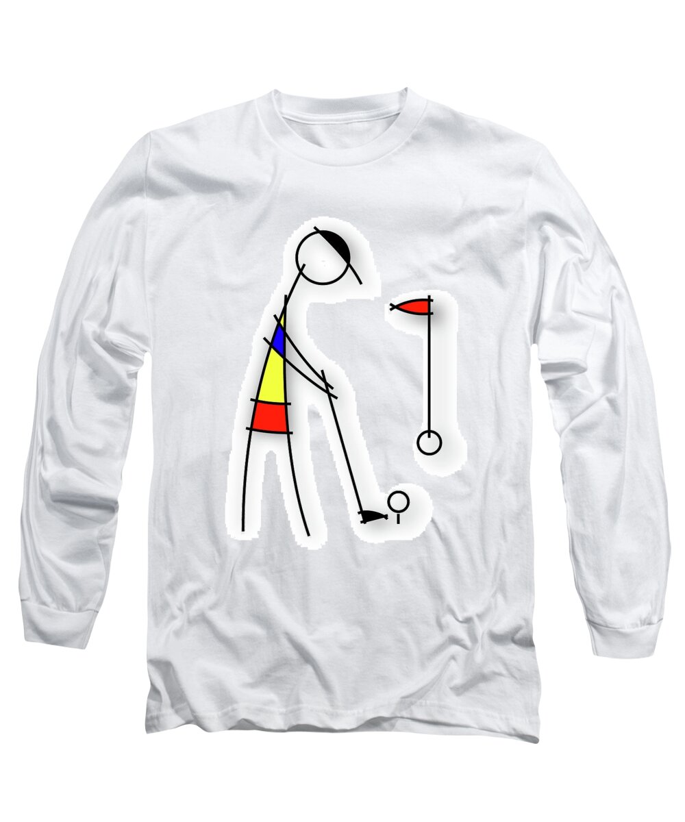 Neoplasticism Long Sleeve T-Shirt featuring the digital art Golf n s by Pal Szeplaky