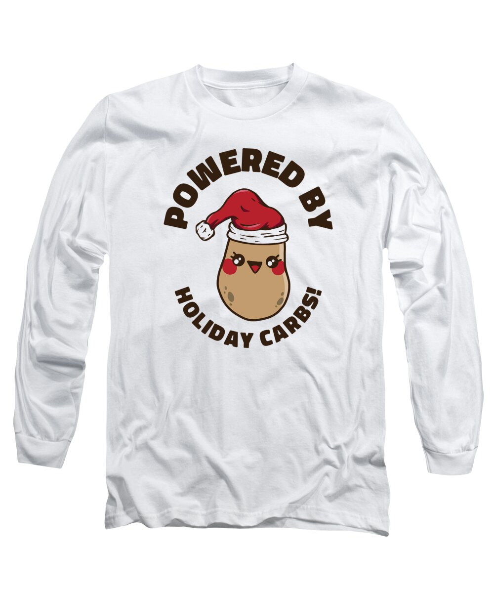 Christmas Long Sleeve T-Shirt featuring the digital art Christmas Vegetable Santa Claus Holiday Potato Carbs #4 by Toms Tee Store