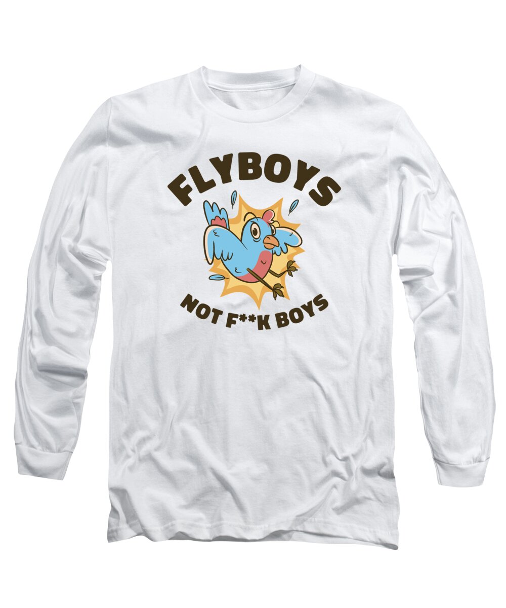 Flying Long Sleeve T-Shirt featuring the digital art Flying Bird Cartoon Bird Fan Birding #4 by Toms Tee Store