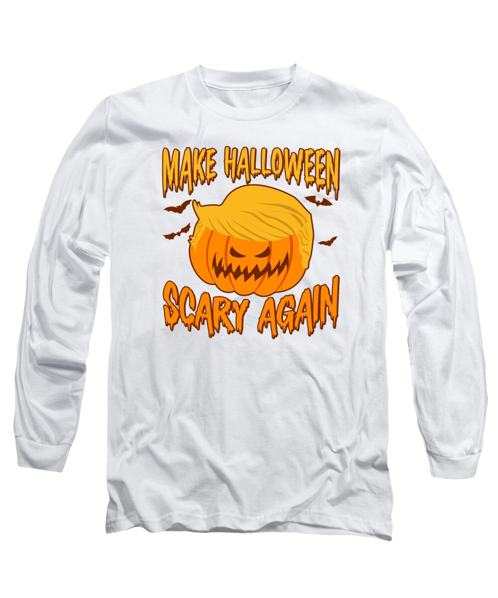 Halloween Long Sleeve T-Shirt featuring the digital art Halloween Voting Political Pumpkin Voter Election #4 by Toms Tee Store